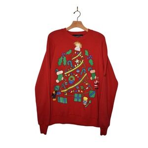 Vintage MBC Red‎ Christmas Tree Ugly Sweater X-Large